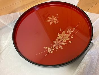 輪島塗の漆器。お菓子。お盆。 Amazon.co.jp: 輪島塗 お盆 丸盆 菓子器 2点セット漆器 伝統工芸